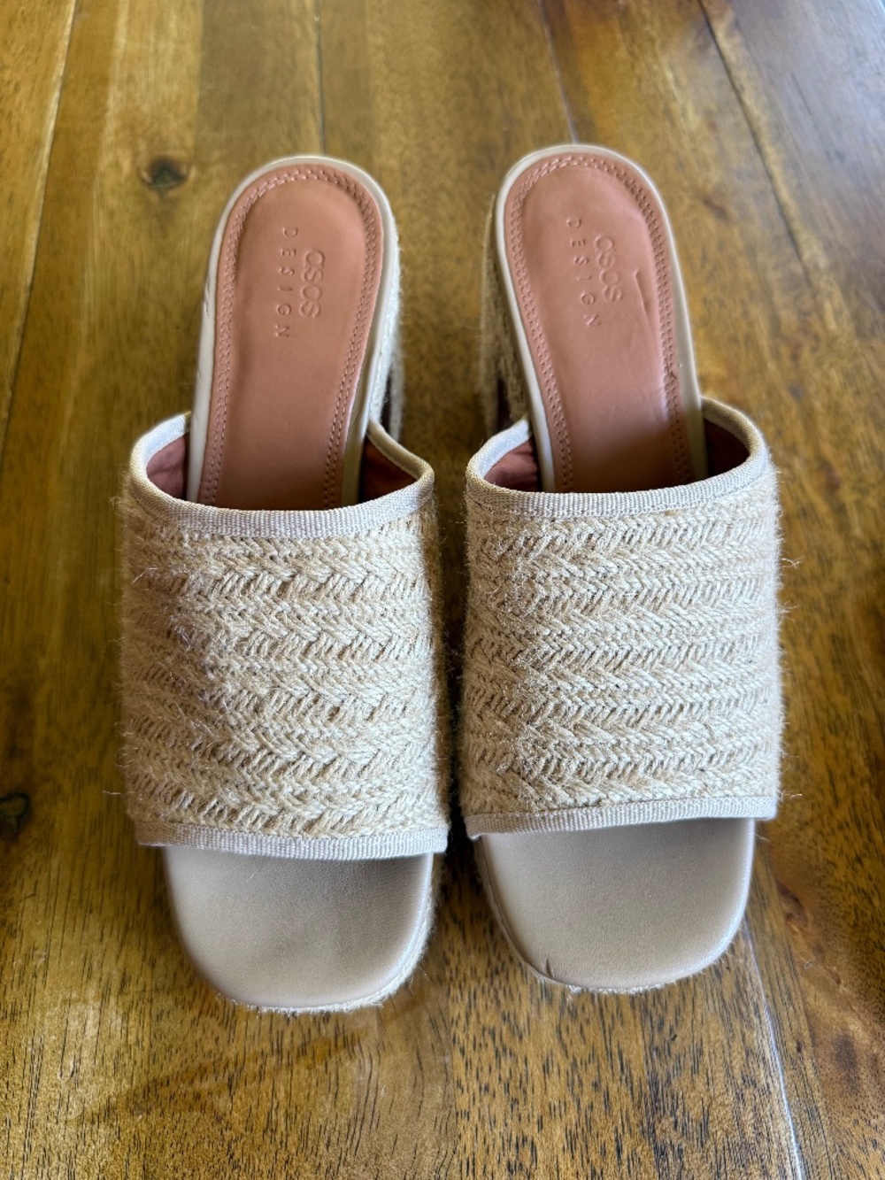 Asos Design Raffia Block Heel Mules | Size US 9
